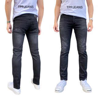 JEANSEXPRESS L Mens Skinny กางเกงยีนส์ชายสีดำฟอกทรงสกินนี่ ผ้ายืด เป้ากระดุม Size 28-36 รับชำระปลายทาง