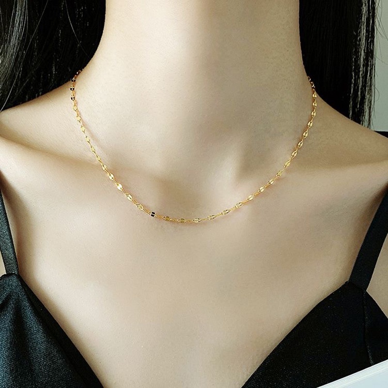 สร้อยคอโซ่ เหล็กไทเทเนียม ชุบทอง 18K หรูหรา diy