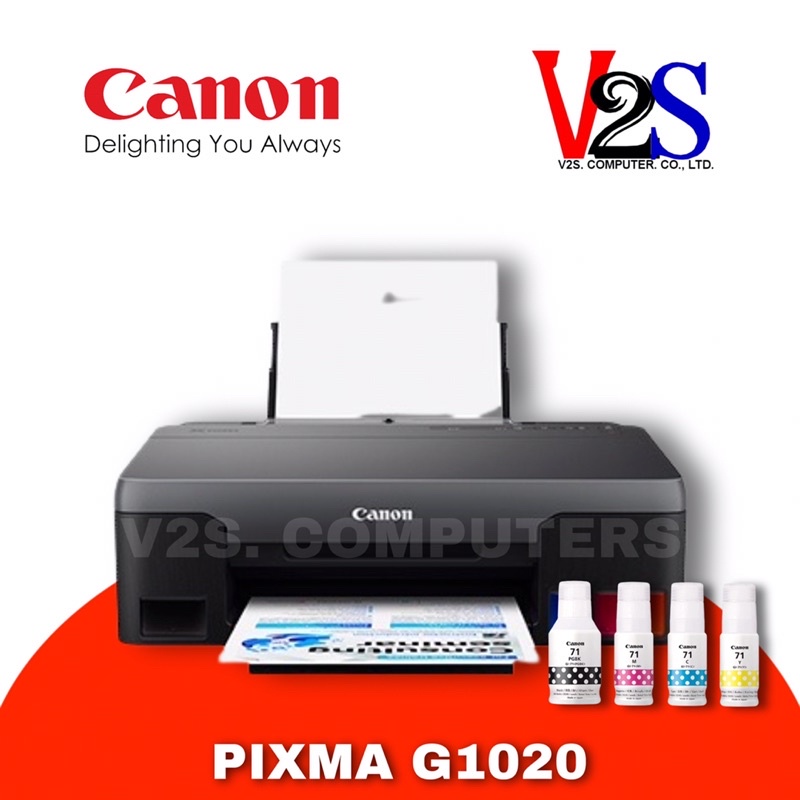 Printer Canon PIXMA G1020 เครื่องพิมพ์แบบติดตั้งแทงค์หมึกเติมได้ เหมาะสำหรับการพิมพ์ในปริมาณมาก หมึกพร้อมใช้งาน