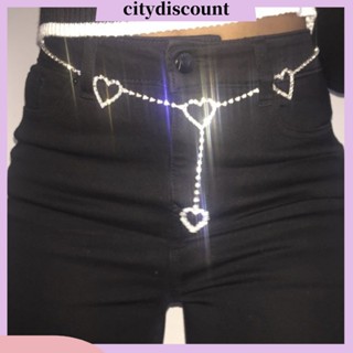 (city) เครื่องประดับผู้หญิงจี้สร้อยคอสายโซ่ยาวรูปหัวใจ rhinestone