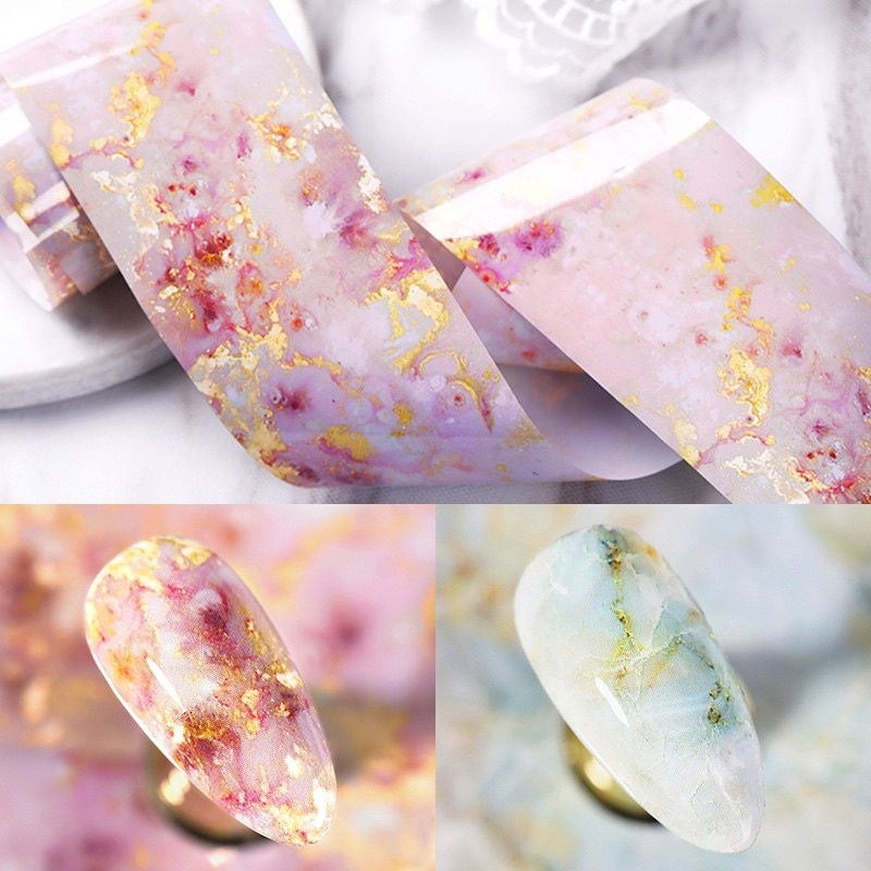 ฟอยล์ลายหินอ่อนสำหรับตกแต่งเล็บ มี9ลายสวยๆให้เลือก พร้อมส่งในไทย