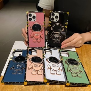 For Samsung Galaxy A7 2018 A750 J6 J4 Prime J3 J5 2017 J330 J530 J7 Pro A20 A30 A50S A50 A30S Fashion Square Phone Case With Astronaut Bracket