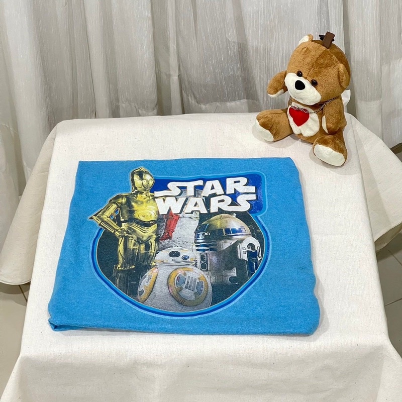 เสื้อมือสอง Star Wars - 3หุ่นยนต์ R2-D2 / C-3PO / BB-8 สกรีนแน่นๆ ป้ายปั๊มคอ