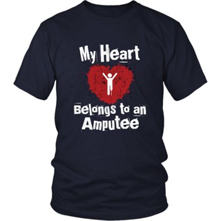 T-shirt  เสื้อยืด พิมพ์ลาย My Heart Belongs to an Amputee สําหรับผู้ชาย และผู้หญิงS-5XL