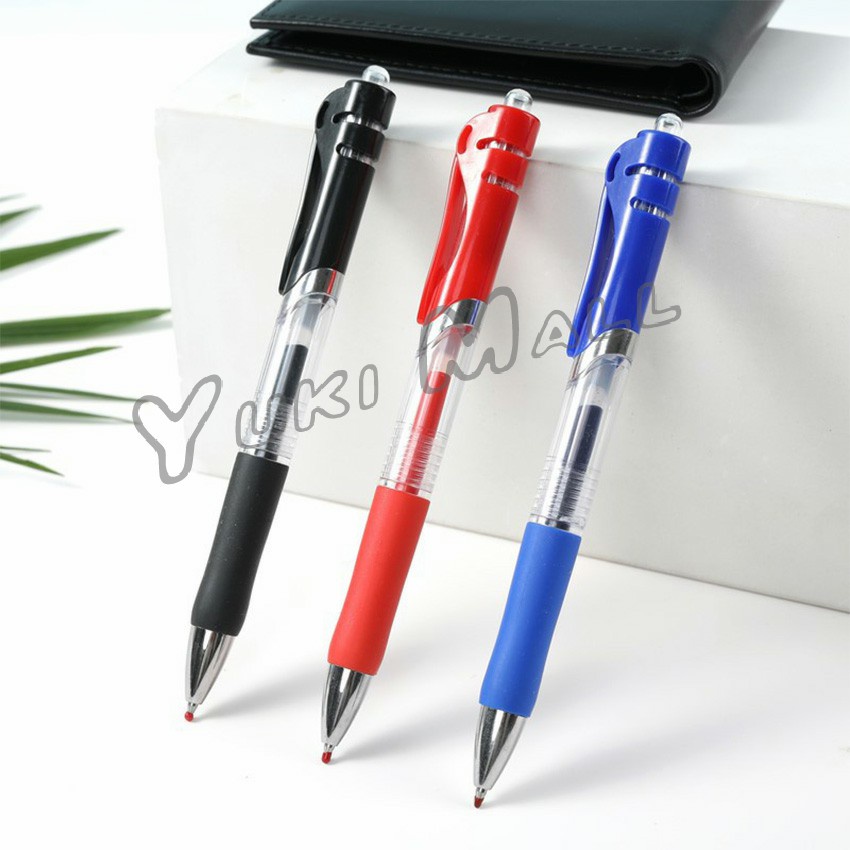 ปากกา"แบบกด"  Yuki  ขนาด 0.5 mm มีสามสี ปากกาเจล เขียนลื่นมาก เครื่องใช้สำนักงาน เครื่องเขียนนักเรียน gel pen