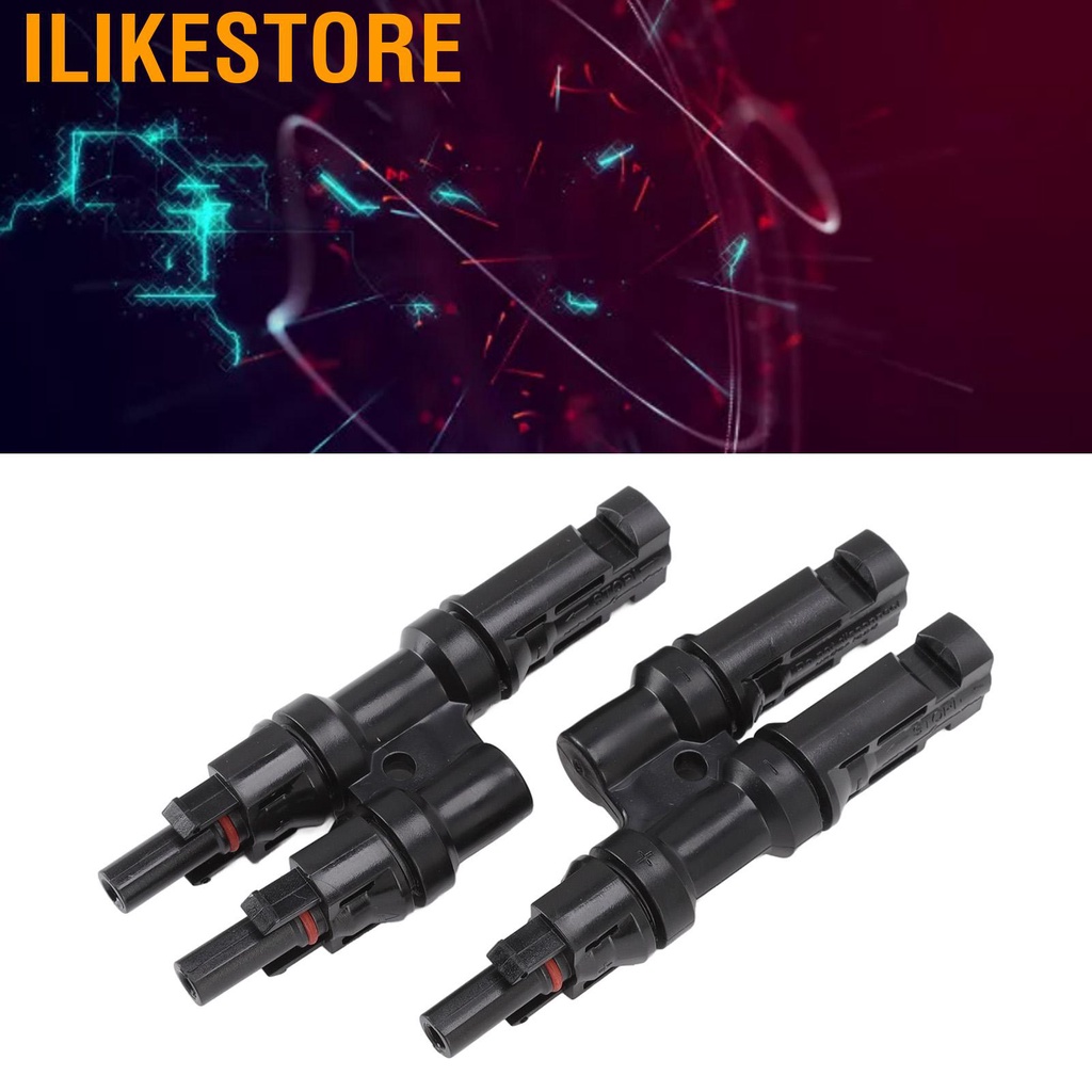 Ilikestore 1Pair Solar Panel 2 to 1 T Branch Connectors Photovoltaic Connector Rated Voltage 1000V DC #8