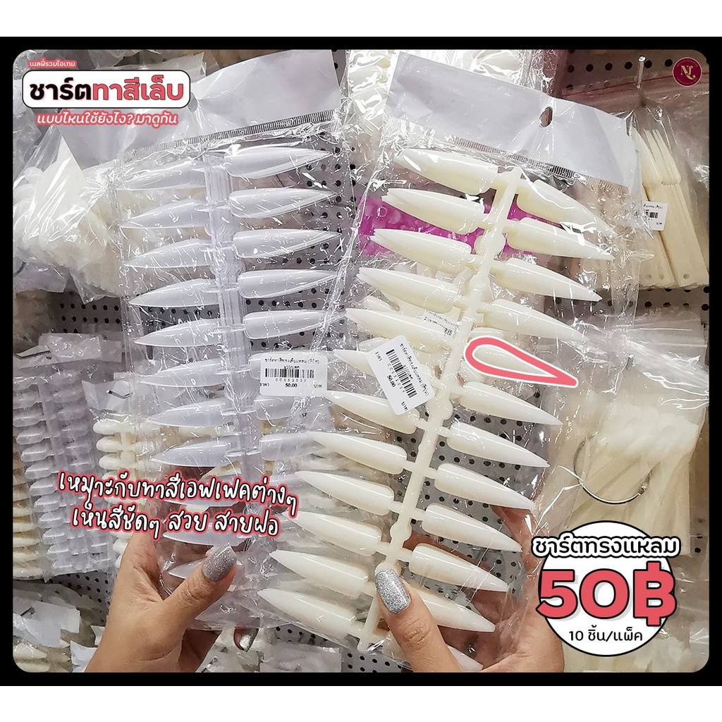 ชาร์ตทาสี แพค 10 ชิ้น 240 เล็บ ชาร์จสี ชาร์จทาสีทรงแหลม โชว์เล็บ แบบทาเล็บเจล ชาร์ตทาเล็บ สำหรับทาสีตัวอย่าง แพค 10 ชิ้น
