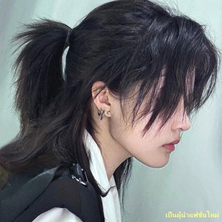 🔥Hot Sale / Samurai head wig ชายปุยธรรมชาติหมาป่าหาง mullet หัวสั้นผม full headgear