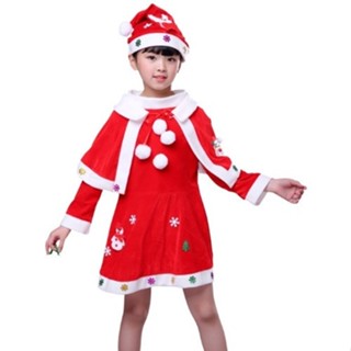 7C157 ชุดเด็ก ชุดซานตาครอส ชุดแซนตี้ ชุดคริสต์มาส ริบบิ้นทอง Santy Santa Claus Christmas Costumes