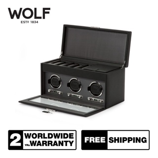 กล่องหมุน กล่องนาฬิกา WOLF1834 รุ่น VICEROY TRIPLE WINDER WITH STORAGE (BLACK)