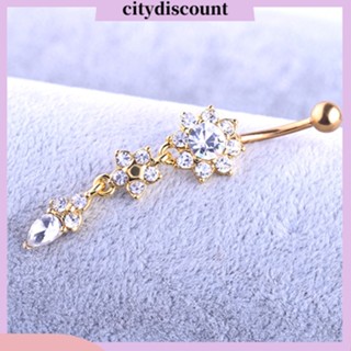 &lt;Citydiscount&gt; เครื่องประดับ จิวสะดือ เจาะร่างกาย สะดือ รูปหยดน้ํา ดอกไม้ ประดับพลอยเทียม แฟชั่นสําหรับผู้หญิง