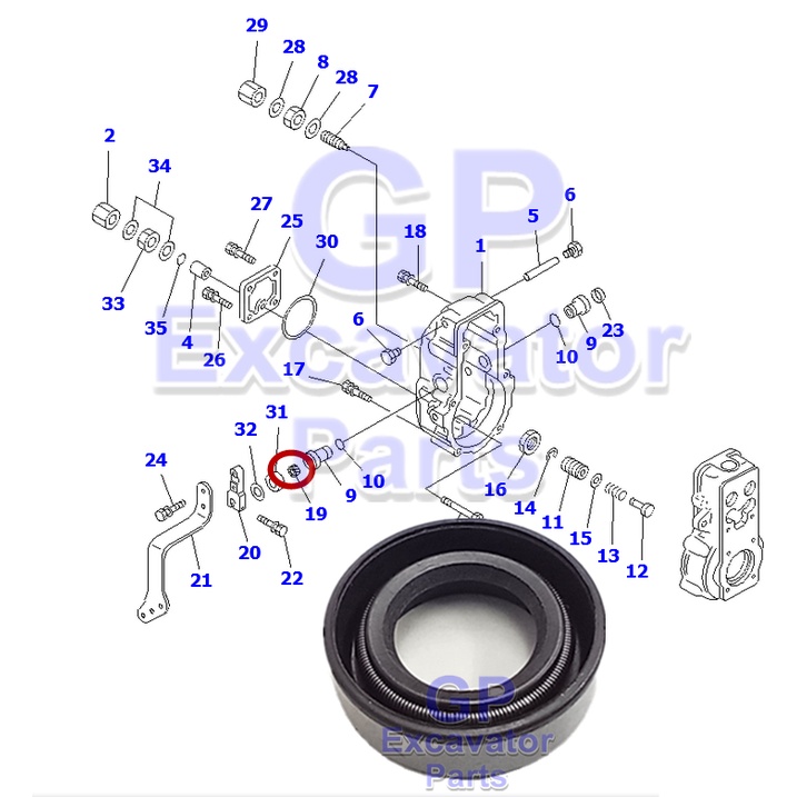PC300-5/PC400-5/S6D108/S6D125 ไฮดรอลิก Excavator เครื่องยนต์การใช้ฉีดปั๊ม/Governor ซีลน้ํามัน