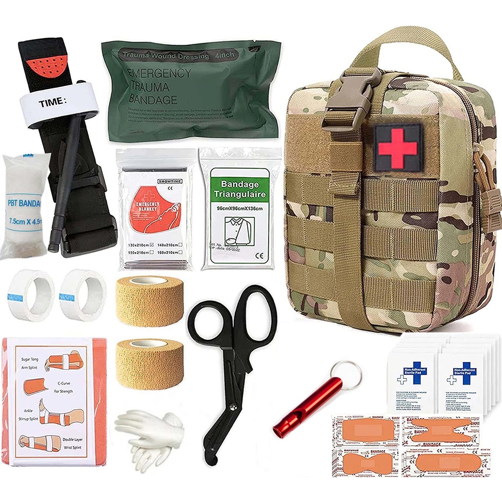 Outdoor Survival Gear Molle Bag Medical Emergency Survival First Aid Kit  Military Tactical Tourniquet Israel Bandage Cam | Shopee Thailand