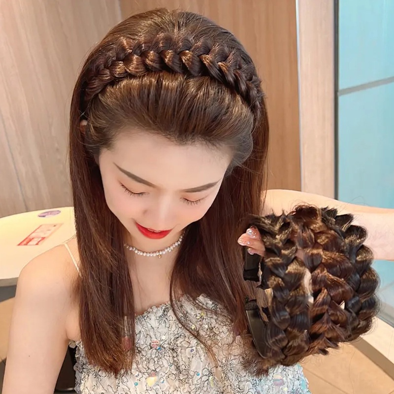 วิกผมผู้หญิงถักเปียคาดศีรษะแฟชั่นบิดถักเปียผมวงสาวอุปกรณ์ผม