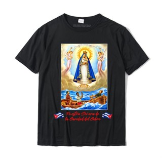 เสื้อยีด Virgen de la Caridad del Cobre Nuestra Senora เสื้อยืดเสื้อยืด grubu Slim Fit pamuk Tees avrupa erkekler için