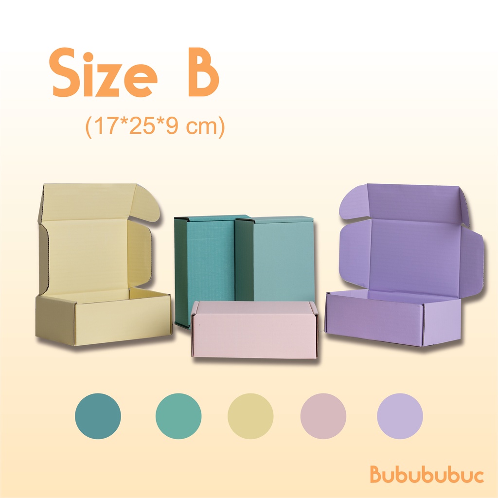 กล่องพัสดุ ไปรษณีย์หูช้างไซส์ B (17*25*9cm) 1แพคมี10ใบ สีสดใส Corrugated box for Postal (standard size B 17x25x9cm.)