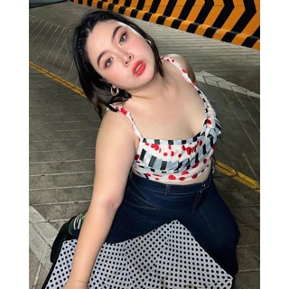 Cher Tada Plussize - Polka Top สายเดี่ยว Corset ผูกหลัก สาวอวบอ้วน