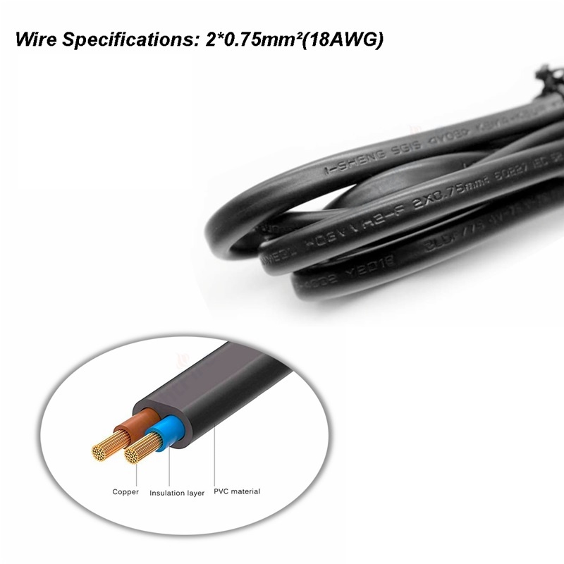 สายไฟ AC Power แบบ 2Pin สีดำ ยาว 3m Euro Plug AC Cable 2Pin For Samsung LG Sony TV Samsung Monitor PS2