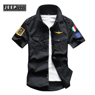 JEEP SPIRIT 1941 ESTD เสื้อยุทธวิธี แขนสั้น ผ้าฝ้าย ลําลอง ขนาดใหญ่ เหมาะกับฤดูร้อน สําหรับผู้ชาย