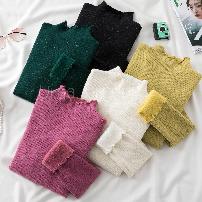 อก 36-42 / 6 สี เสื้อแขนยาวบุขน เสื้อคอปีนบุขน กันหนาวติดลบ รุ่น Neck Peen Wink สเวตเตอร์