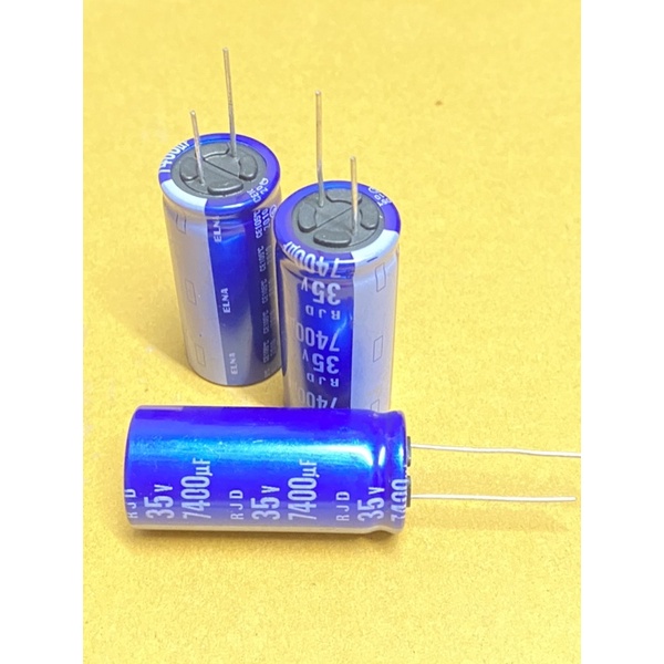 7400UF 35V คาปาซิเตอร์ELNAสีฟ้า(แพ็คละ3ตัว)105Cขนาด18x40mm แท้-ใหม่จากโรงงาน,ตัวเก็บประจุไฟฟ้า,ใช้โม