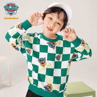 paw patrol เสื้อกันหนาวแขนยาว คอกลม ลายสก๊อต แฟชั่นฤดูใบไม้ร่วง สําหรับเด็กผู้ชาย