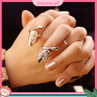 (micmicell) 1 เครื่องประดับแหวนแฟชั่นสตรีลายดอกไม้แมลงปอ