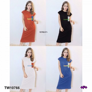 👗Pfashion [ส่งไว!!🚛] P10766 เดรสทรงตรงแขนกุด อกสกรีนลาย Sleeveless straight dress with screen print