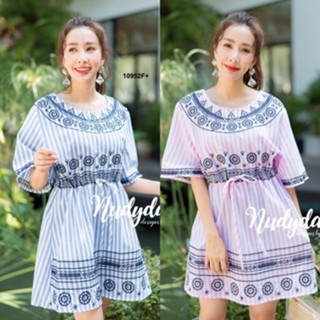 👗Pfashion [ส่งไว!!🚛] P10952 เดรสริ้วโบฮีเมี่ยน bohemian stripe dress