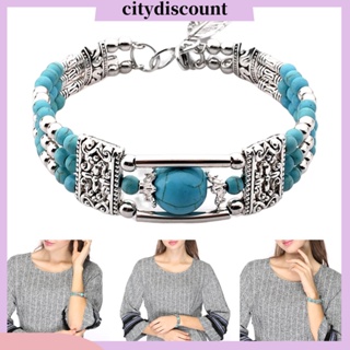 &lt;citydiscount&gt;  City_ สร้อยข้อมือ ประดับเทอร์ควอยซ์เทียม สามชั้น สไตล์โบฮีเมียน สําหรับผู้หญิง