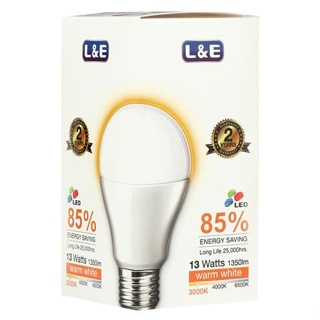 หลอด LED L&amp;E Bulb 13 วัตต์ WARMWHITE E27