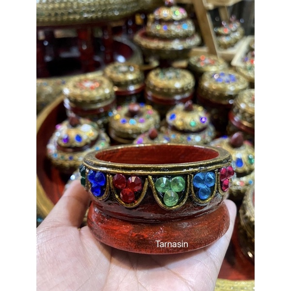 พานกลม พาน3นิ้ว พานใส่ของถวาย พานไม้ ฐานวางองค์เทพ – โปรปัง