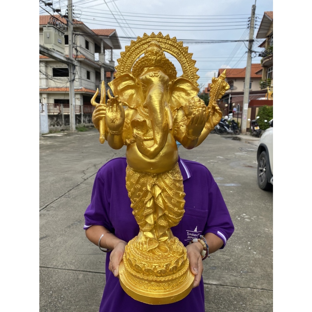 พระพิฆเนศ ปางประทานพร สูง 22 นิ้ว กว้าง9นิ้ว พ่นน้ำทอง