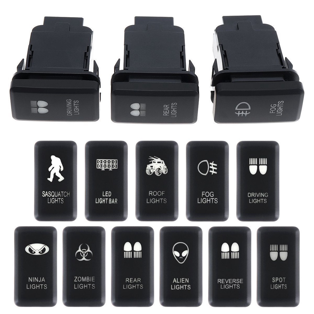 สวิตช์ปุ่มกดเปิด ปิด ไฟแบ็คไลท์ สีฟ้า 12V พร้อมชุดสายไฟเชื่อมต่อ สําหรับ Toyota Hilux Prado 120