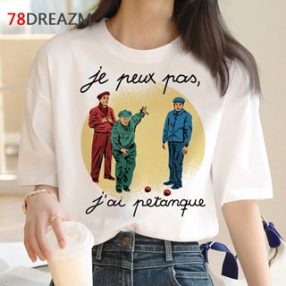 เสื้อยืดผู้ชาย petanque tshirt เสื้อผ้าชายคู่สีขาวเสื้อยืดญี่ปุ่น tumblr ulzzang เสื้อยืดด้านบนเสื้อยืดความงามเสื้อยืดกร