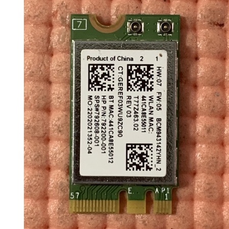 BCM943142Y 802.11b/g/n Bluetooth 4.0 WLAN 150 Mbps NGFF Wifi Card M83Y