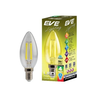 EVE lighting หลอดแอลอีดี ฟิลาเมนต์ ทรงเปลวเทียน 4 วัตต์ สีเหลือง E14 หลอดไฟแสงสีเหลือง ขั้ว E14 หลอดวินเทจทรงเปลวเทีย...