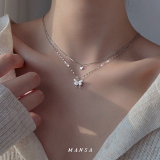 【Free Gift 】MANSA Double Layer Butterfly Necklace สร้อยคอ