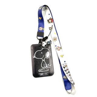 SNOOPY BLACK ที่ใส่บัตร ซองใส่บัตร ที่ใส่บัตร พร้อมสายคล้องคอ (2.5cm)  ลาย SNOOPY สีดำ  สำหรับบัตรขนาด 5.5x8.5 cm    MNN