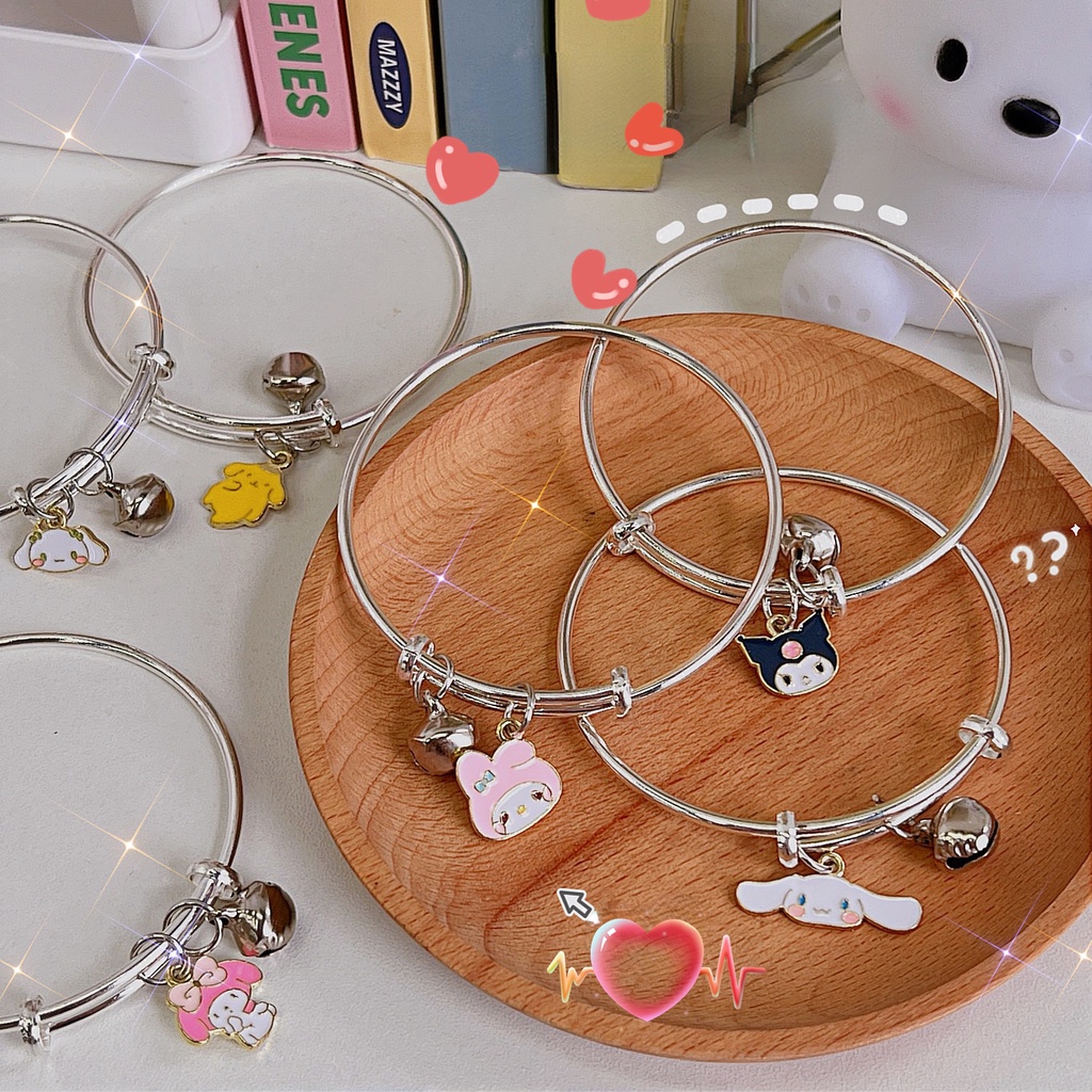 Sanrio ปรับได้ กระดิ่ง สร้อยข้อมือ คู่ แฟนสาว สร้อยข้อมือ การ์ตูนน่ารัก สร้อยข้อมือหยก โซ่ สร้อยข้อมือ เมโลดี้ เครื่องประดับมือ นักเรียน ของขวัญ เครื่องประดับ