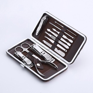 High quqlity nail clippers suit ชุดกรรไกรตัดเล็บพร้อมกระเป๋าจัดเก็บ กรรไกรตัดเล็บครบเช็ต 12 ชิ้น ตัดเล็บ ตัดขนจมูก