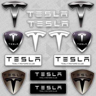 สติกเกอร์ไวนิล ลายโลโก้ Tesla Sport Shield สําหรับติดตกแต่งรถยนต์