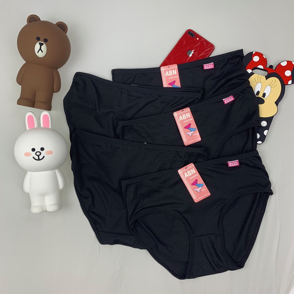 กางเกงในหญิง ABN [Bk 10 ตัว สีดำ ถูกสุดในไทย] M L xL xxL กางเกงในสตรี เต็มตัว 168TopShop ใส่สบาย Black Comfortable Panti