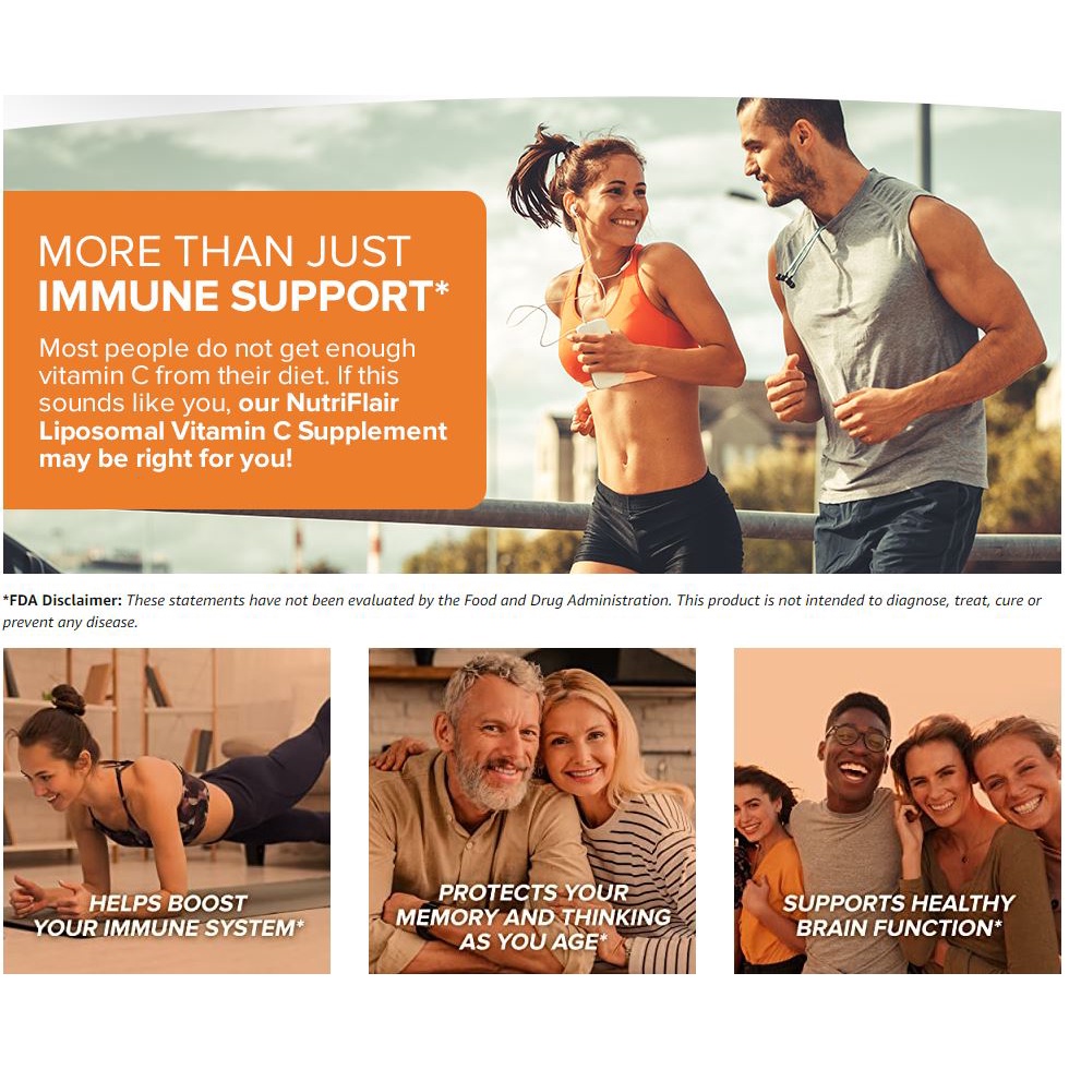 [ของแท้ 100% + พร้อมส่ง] 🧡 NutriFlair, วิตามินซี แบบเสริมการดูดซึม ⭐ Vitamin C Liposomal 1700mg, 180 Capsules - รูปที่ 4