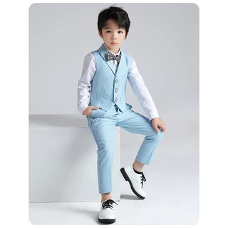 🇹🇭ส่งไวทันที 🇹🇭ชุดสูทเด็ก ชุดสูทเด็กชาย สีฟ้า สีชมพู เสื้อกั๊ก+หูกระต่าย+ กางเกงขายาว children's suitกฎ