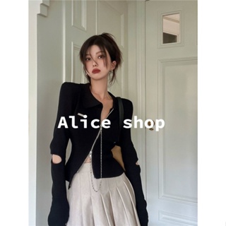 Alice เสื้อครอป เสื้อยืดแขนยาวผู้หญิง 2023 ใหม่ S051077