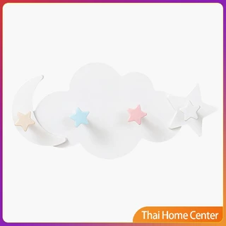 ตะขอกาวติดผนัง ไม่ต้องเจาะ รูปก้อนเมฆน่ารัก ส่งในไทย ราวแขวนเสื้อผ้า Storage Hooks