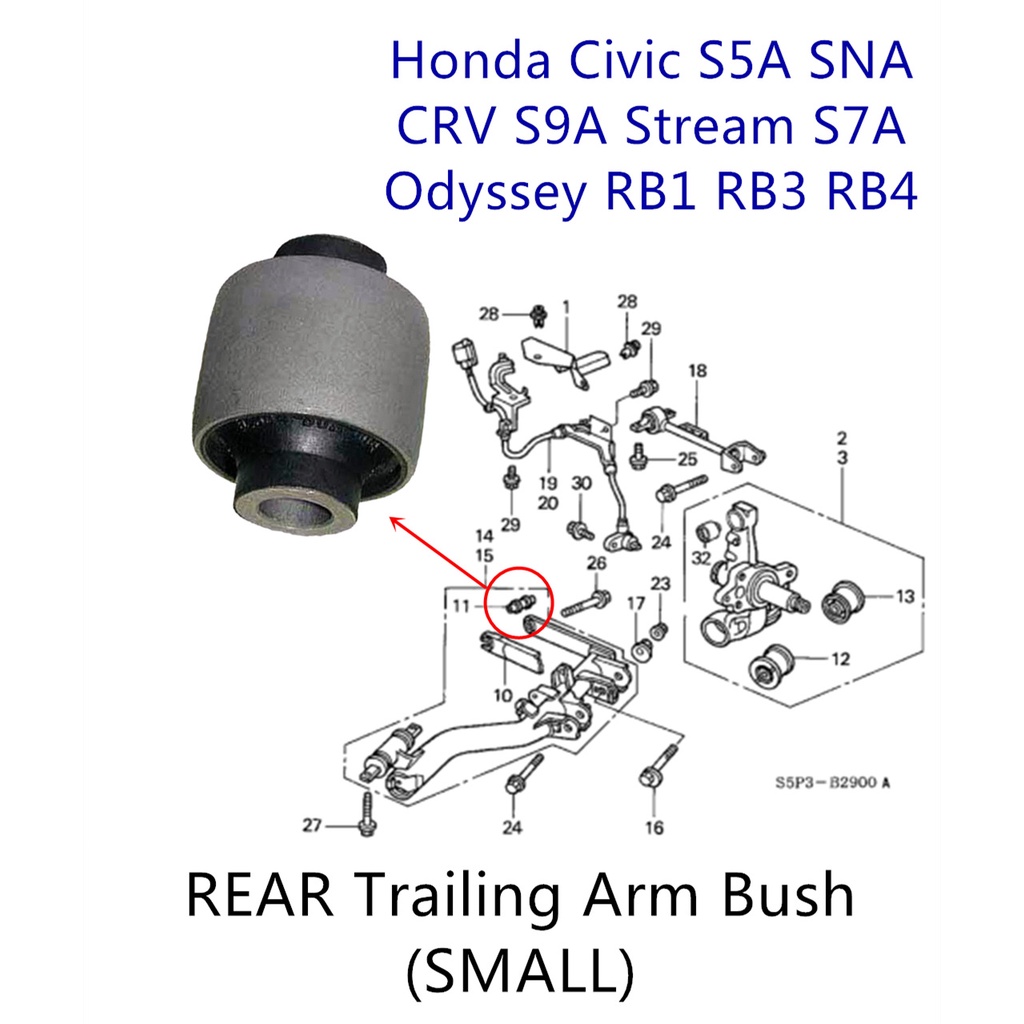 (1 ชิ้น) Honda CRV CR-V S9A Civic S5A SNA FD TRO Odyssey RB1 RB3 Stream S7A RN6 SMA REAR Trailing Ar