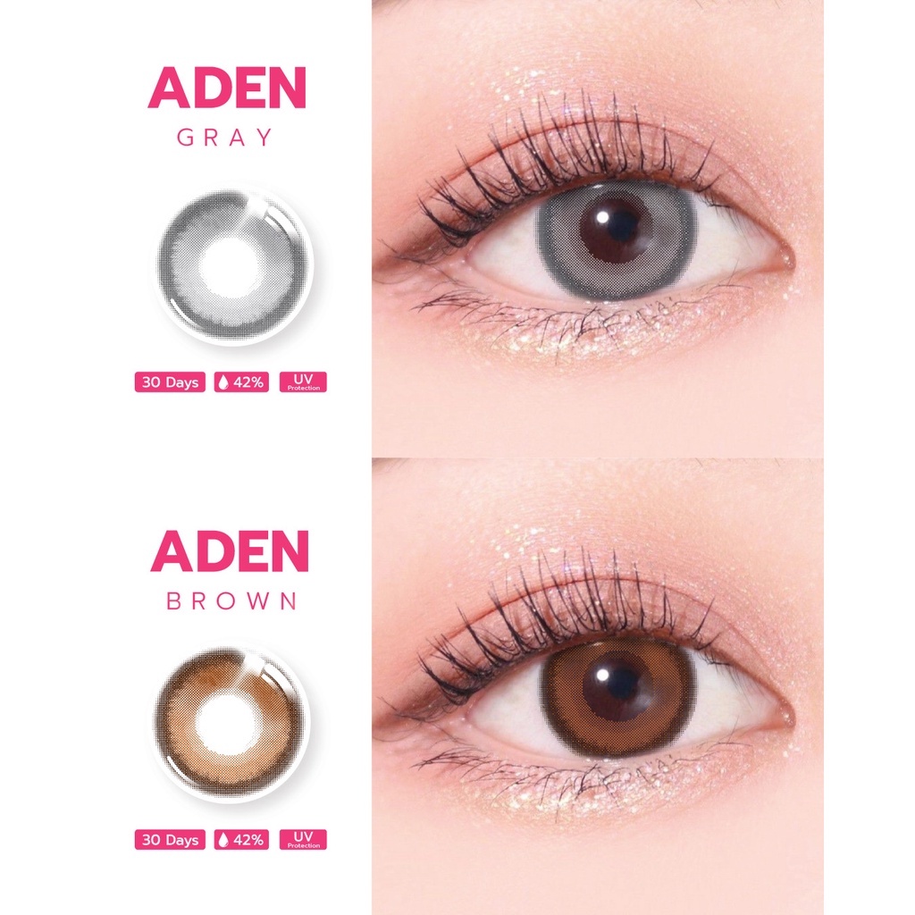 คอนแทคเลนส์ ขนาดกลาง Aden (Lovelylens) ฉลากตัวหนังสือชมพู