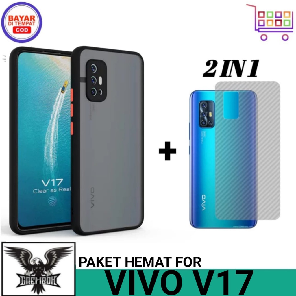 2IN1 SOFT CASE PACKAGE VIVO V17 CASE AERO DOVE MATTE ฟรี GARSKIN CARBON 3D